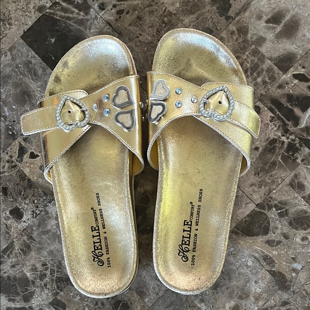 Helle Gold Women's Slide Sandals size 7